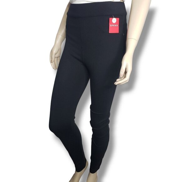 Spanx Ankle 4 Pocket Perfect Pants Womens Small Tall Black Pull On Stretch